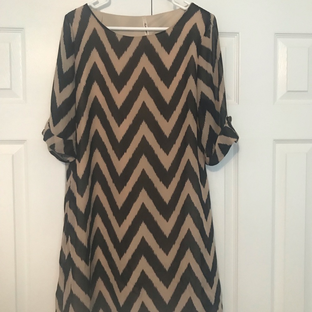 Large Tan and Black Dress